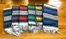 2 TWO Pcs Mexican Falsa Blanket. Cotton Handwoven XL Size Random Color. Boho