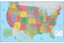 18x29inch USA Map of America US Poster Wall Print Chart Decor Classroom Mural