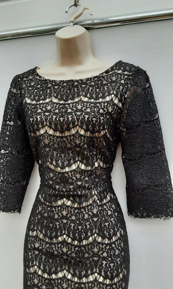 PENCIL DRESS,BLACK LACE,SIREN,50S,60S,70S,80S VINTAGE STYLE,DARLING,SIZE 12 - Image 4 of 4