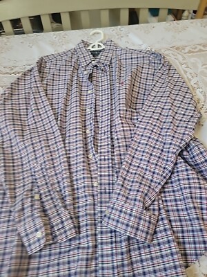 Ralph Lauren Blue Plaid Button Down Blake Cotton Shirt Men's Size XL