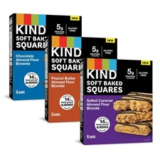 6 Count Pack of Soft Baked Almond Flour Snack Bars Peanut Butter Blondie Brownie