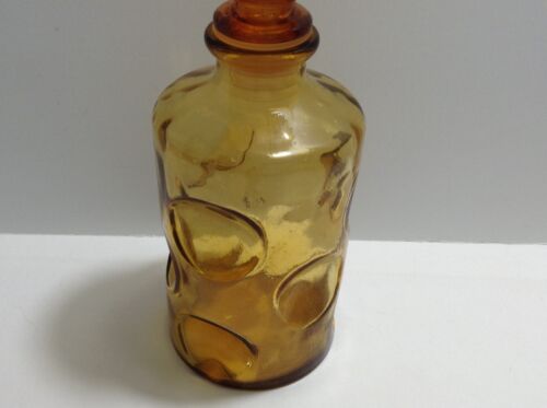 MID CENTURY DIMPLED AMBER GLASS DECANTER WITH STOPPER (ITALY) - Picture 2 of 6