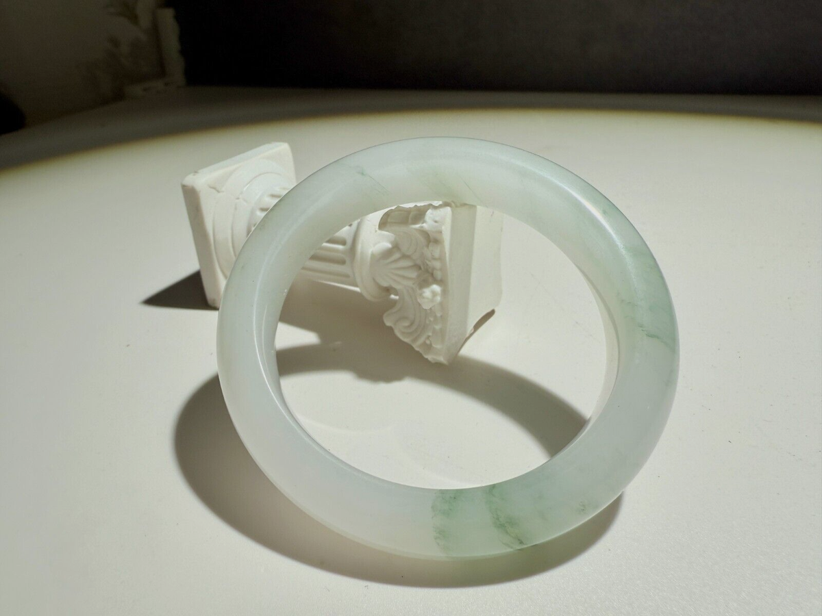 53.5mm Natural Tianshan Jade Bangle Bracelet, Rich of Green