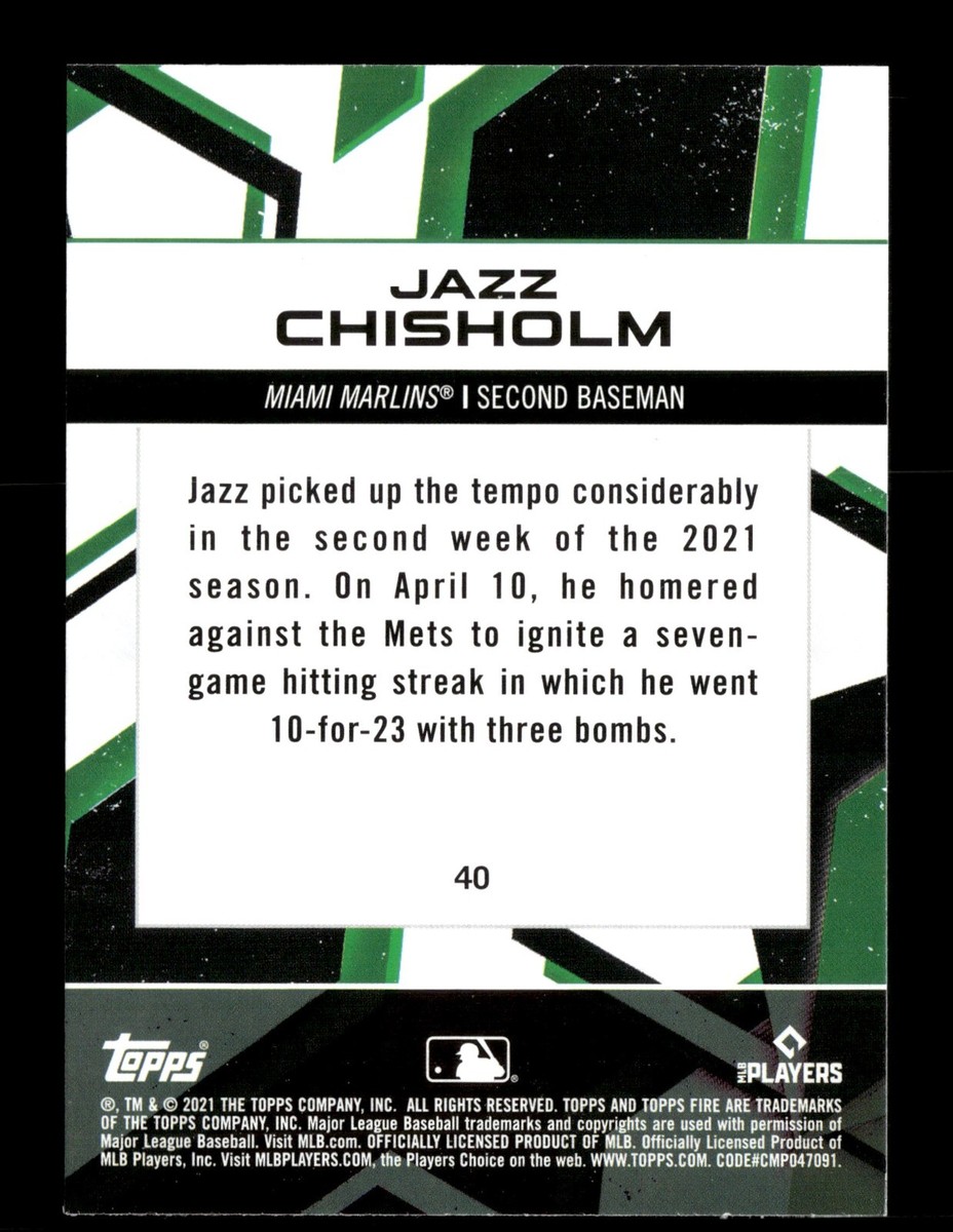 Jazz Chisholm Jr. 2021 Topps Fire MLB #40 Rookie Card RC New York 