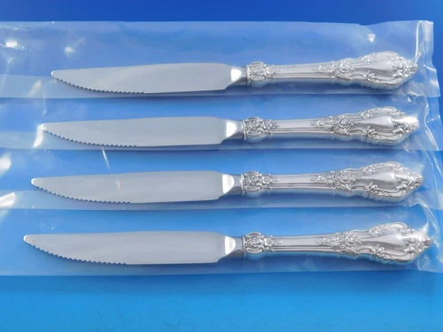 Eloquence by Lunt Sterling Silver Steak Knife Set 4pc Custom Serrated 8 7/8"