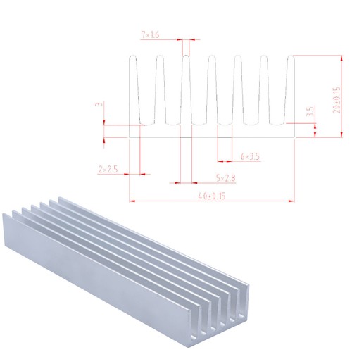 Width 40mm Aluminium Heatsink Anodized Heat Sink Radiator Cooler PIN STYLE ALL - Picture 15 of 15