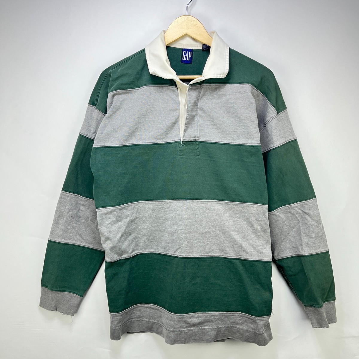 トップス 90s OLD GAP stripes rugby shirts Vintage 90s Gap Vertical Stripes Rugby Shirt - Fits L