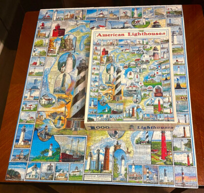 American Lighthouses 1000 Pieces Jigsaw Puzzle Complete White Mountain Puzzles