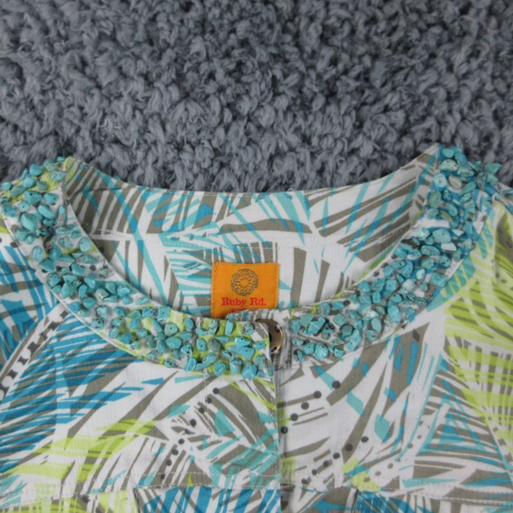 Ruby Road Jacket Womens 16W White Blue Green Flor… - image 8