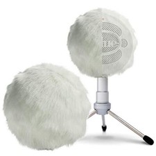 Blue Snowball Furry Windscreen Cover Muff - Professional Snowball ICE Fur White