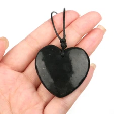 Heart Shungite Pendant Necklace EMF Protection Healing Grounding Karelian Stone