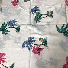 7/8 yard Unbranded- Cotton Fabric Print Turquoise Pink and Blue Palm Tree Print
