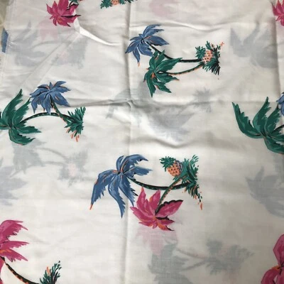7/8 yard Unbranded- Cotton Fabric Print Turquoise Pink and Blue Palm Tree Print - Image 1 of 3