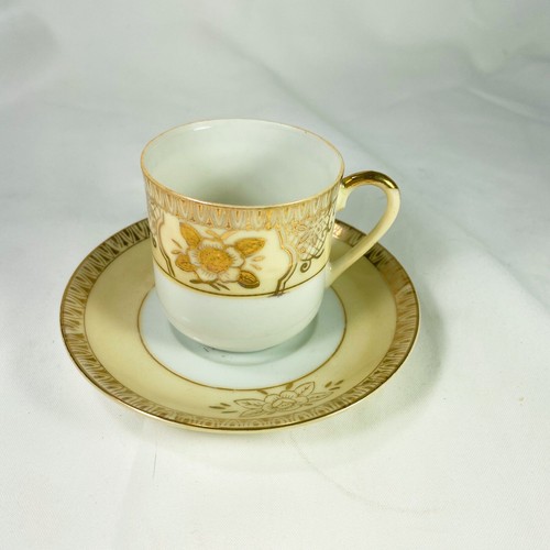 Chikaramachi Hand Painted Tea Cup 4.5" Saucer Set Porcelain Gold Japan - Picture 2 of 8
