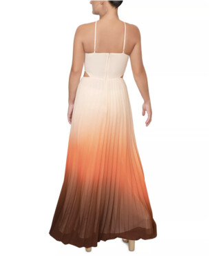 brown ombre dress Fore Collection Bronze Multi Ombre Maxi Dress for Women, Polyester Spandex, Sleeveless, Asymmetrical Neckline main image 1