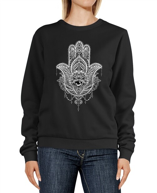 Sudadera Mujer Estampado Hamsa Mandala Boho Bohamian Etno Tribal Ornamento