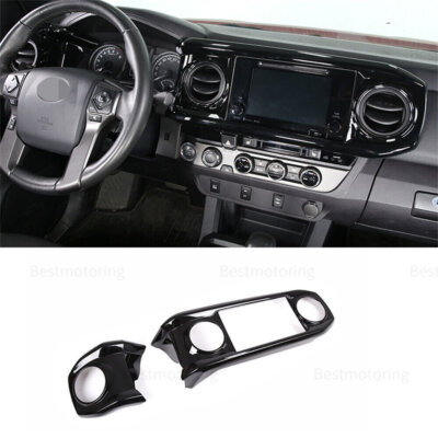 Gloss Black ABS Central Control Dashboard Panel Trim For T@yota T@coma 2016-2022