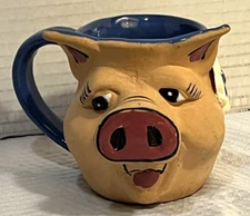Ugly Stoneware Pottery MUG PIG Face Head Folk Art Handmade
