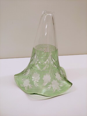 Antique Vintage Laser Etched Crystal Glass Vase Holder Lily-Pad Floral