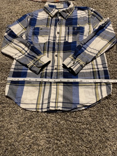 Lot Of 4 Dress Shirts Boys Medium Long Sleeve Flannel All White Checkered Blue - Picture 13 of 24