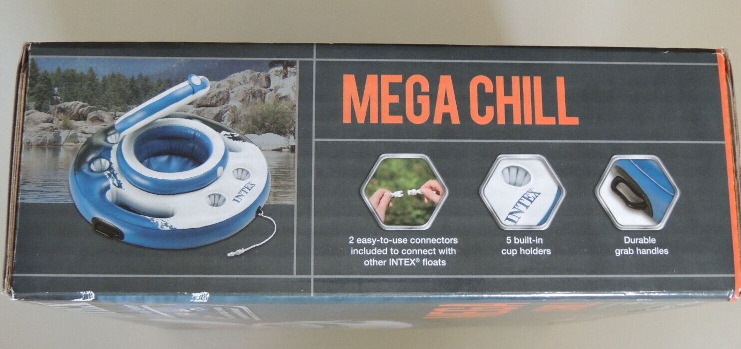 Intex Mega Chill Floating Inflatable Cooler 35inch #56822EP Blue White ...