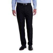 NWT HAGGAR REPREVE COMFORT WAIST FLAT FRONT DRESS PANTS - Black - 32X32