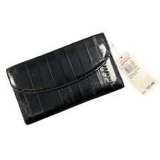 Vintage Eel Skin Black Trifold Snap Wallet Coin Purse Clutch New w/tags Mundi