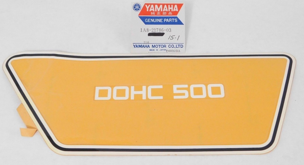 ☺︎︎︎︎ 1 NOS Genuine 76 Yamaha XS 500 Side Cover Emblem Decal Graphic OEM
