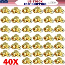 40x 90 Degree Right-Angle Gold Plated F RG59 RG6U Coaxial Coax Connector Adapter