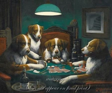 Cassius Marcellus Coolidge Poster or Rolled Canvas Print "DOGS PLAYING POKER"
