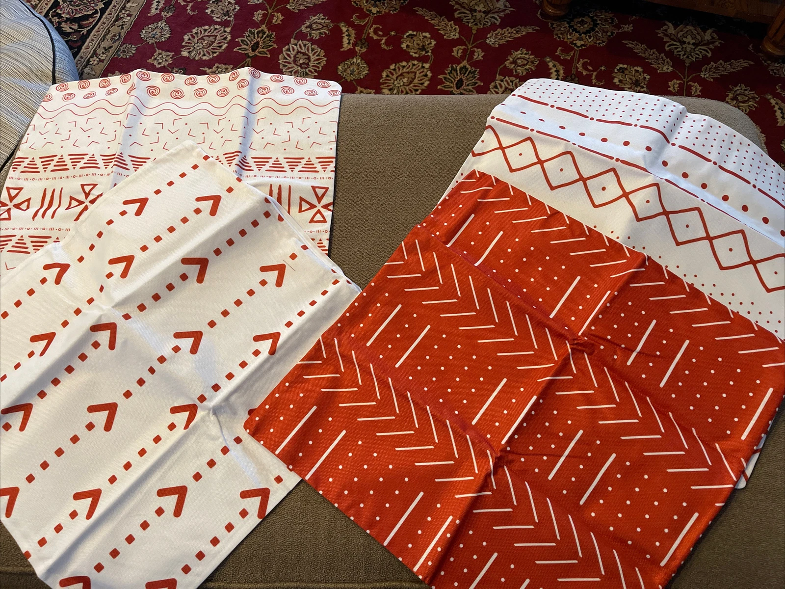 Set of 4 Pillow Covers Decorative Throw Pillow Case 18'x18' Orange Rust (SC)