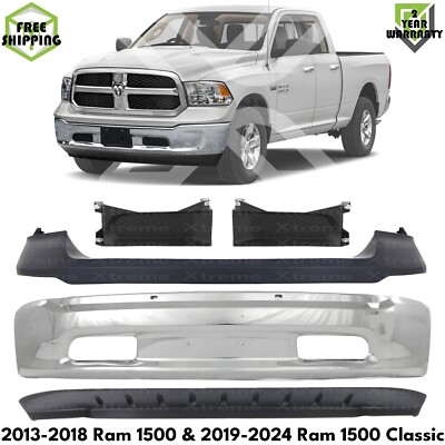 Front Bumper Chrome Kit For 2013-2018 Ram 1500 & 2019-2024 Ram 1500 Classic