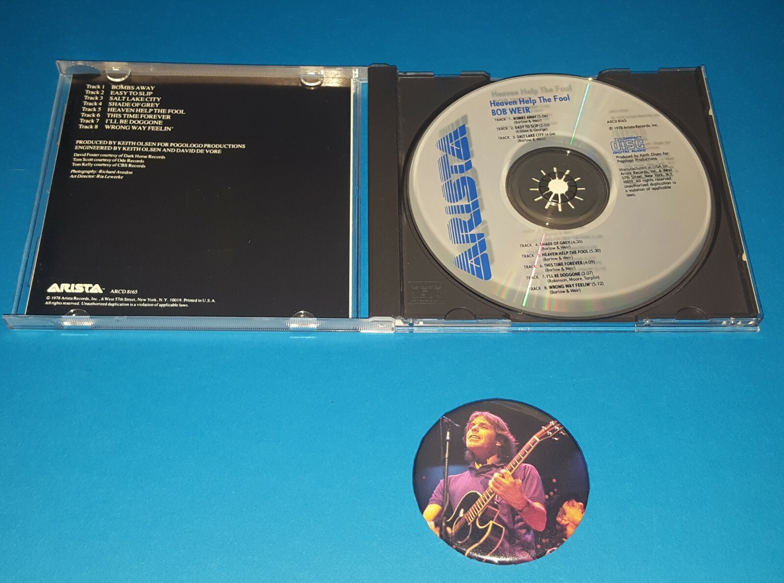 BOB WEIR ' HEAVEN HELP THE FOOL ' CD ON ARISTA W / A SHOW BUTTON