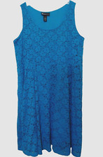 Lane Bryant Teal Lace Overlay Tank Dress Plus 18 Stretch Lined Pullover Short
