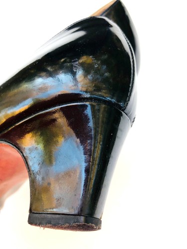 F Mirabelle Venezia Italian Designer VTG 80s Black Patent Court Heels 38.5 /8M - Picture 6 of 6