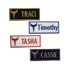 Caduceus Personalize Custom Embroidered Medical Name Tag Iron on Patch 4" X 1.5"