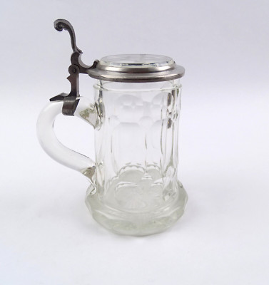 Glaskrug Bierkrug Krügerl Böhmen wohl Karlsbad um 1870/80 Gravur Anna Offermanns