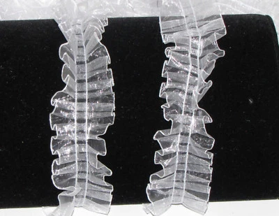 1.5" 2 yrds organza double ruffle Trim Crafts DIY Sewing ribbon WHITE - Image 1 of 2