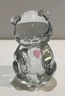 Fenton Art Glass Teddy Bear Birthstone October Pink Heart Birthday