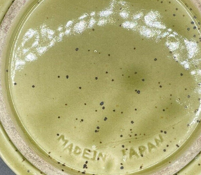 Vintage Mid-Century Modern Ceramic Japan Pottery Ashtray Speckled Glaze Flowers