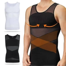 Men's Slim Body Shaper Tank Top Abdomen Gynomastica Compression Vest Shirt Gym