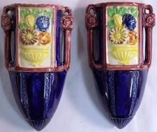 1 Maruhon Ware Art Deco Floral Wall Pocket 