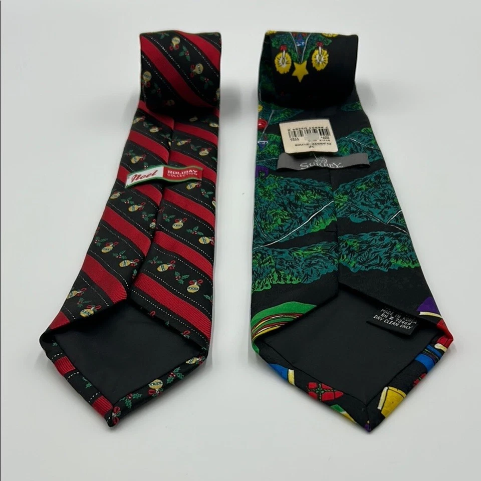 Lote De 2 Corbatas Novedad Cuello Surrey Noel Colección Navidad Coloridas Para Hombre Foto 3 de 4