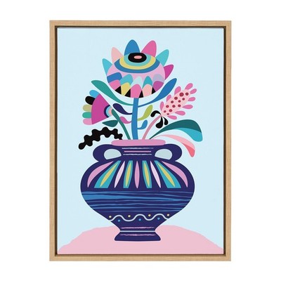 Kate and Laurel Sylvie Mid Century Modern Whimsical Floral Framed Canvas Wall...