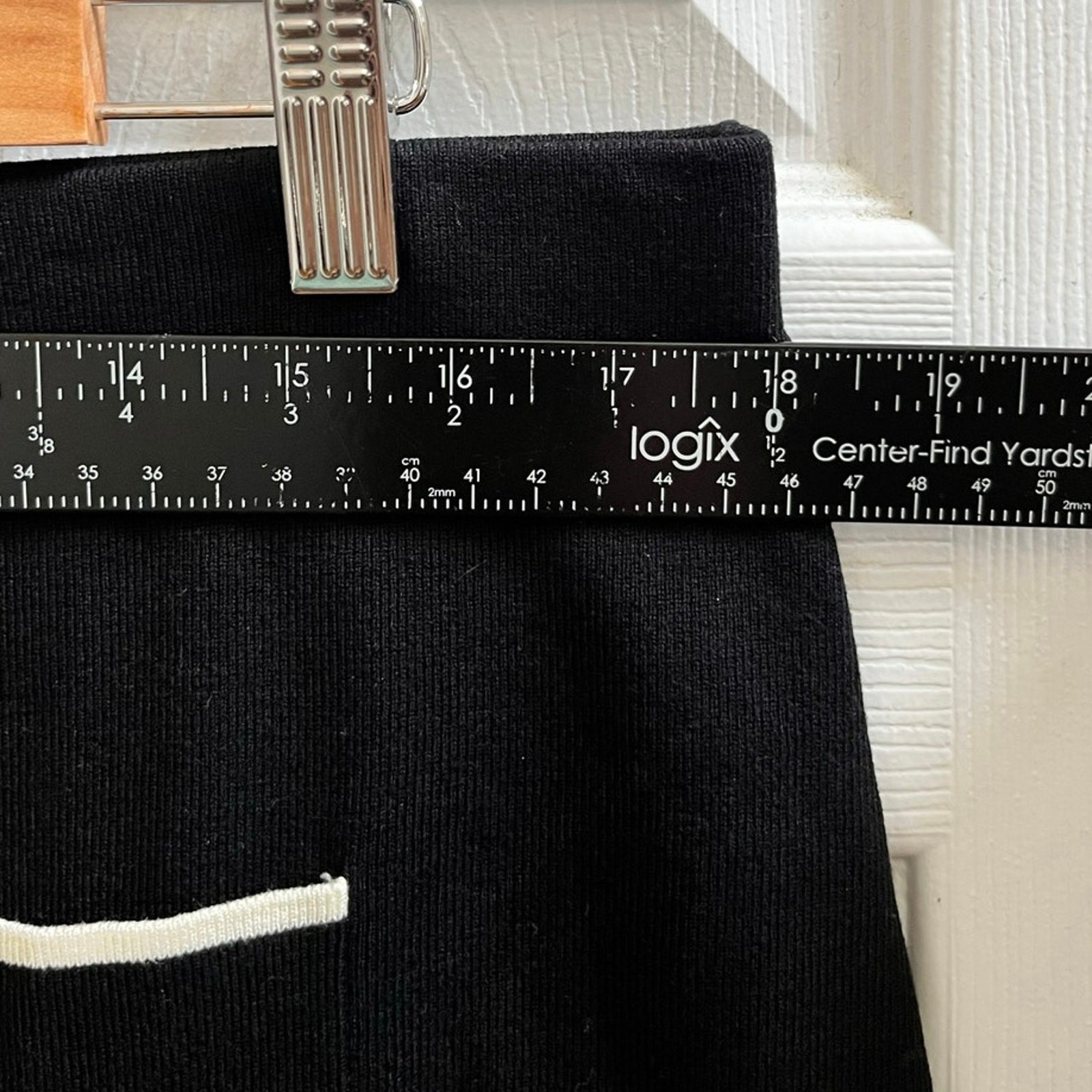 Mango New Black Knit Pocket Contrast Trim Mini Skirt XXL Modern 17 Inch Length thumbnail 8