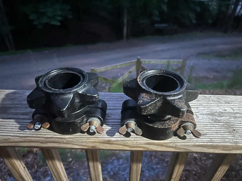 Vintage Olympic Barbell Spin Lock Collars 2.5 Kg Pair Unbranded
