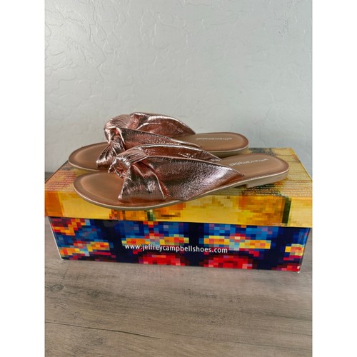 Jeffrey Campbell Zocalo Rose Gold Knot Leather Slide Sandal Size 7 New!