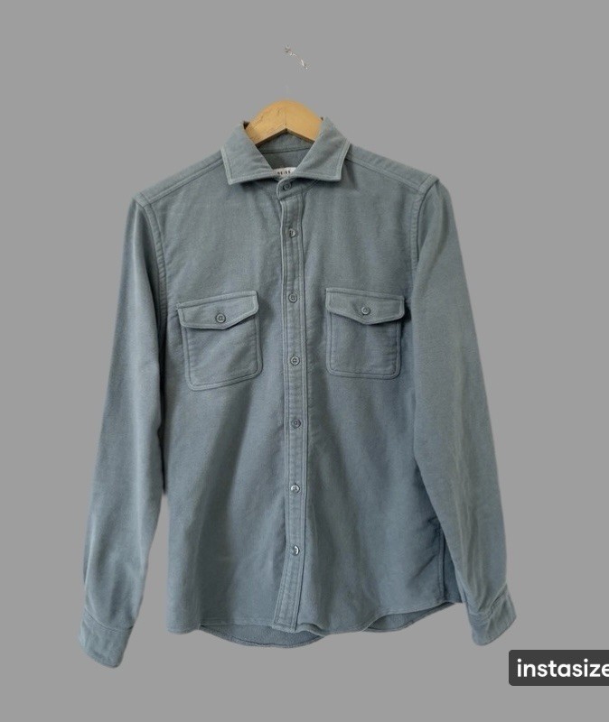 Reiss Miami Twin Pocket Overshirt in a duck egg blue Size S image 2