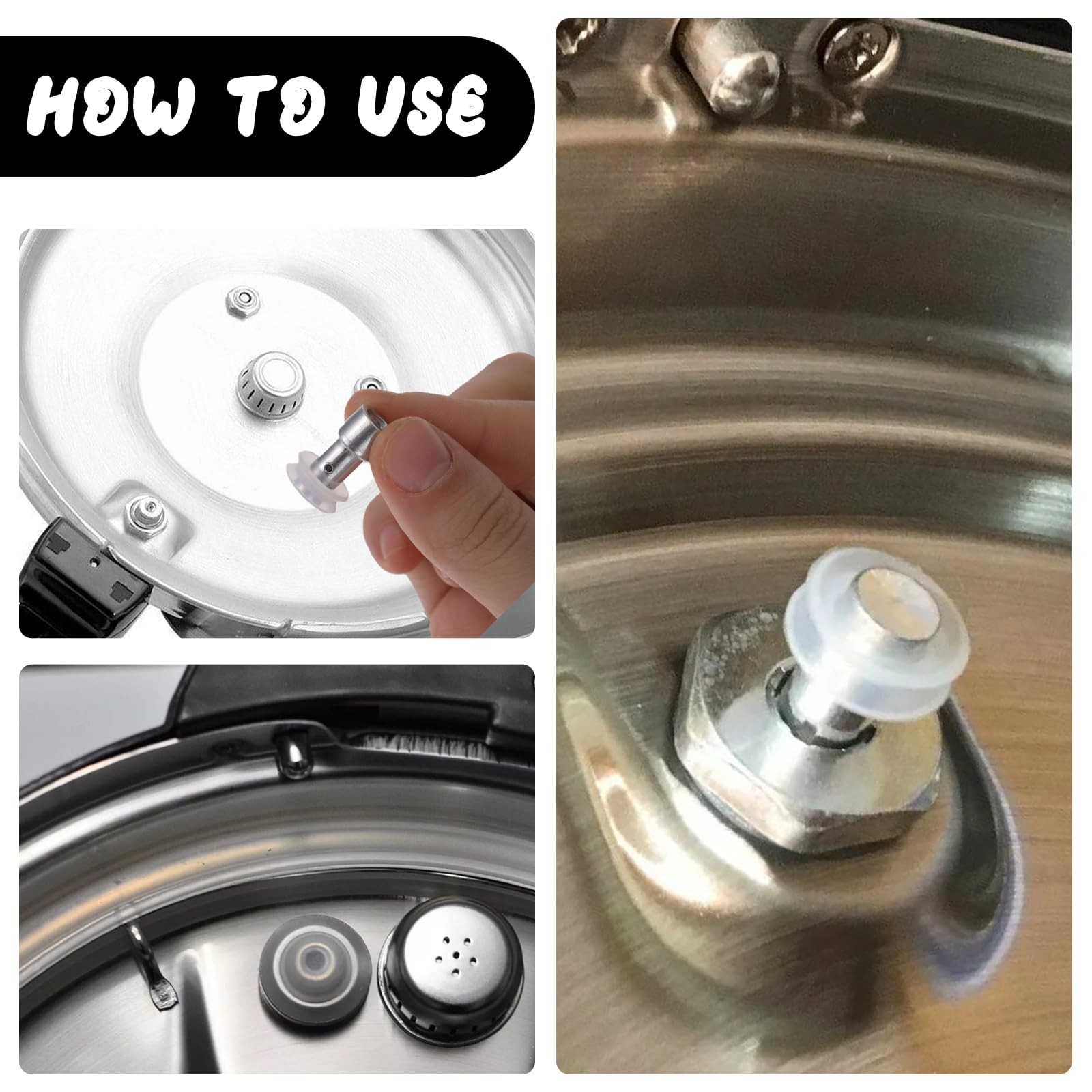 Universal Replacement Pressure Cooker Floater Valve & 6 Silicone Gaskets for XL