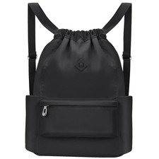 Water Resistant Drawstring Gym Backpack Wet Pocket Cinch String Swim Bag